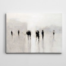 Dekolata Silüetler ve Cadde Modern Sanat Kanvas Tablo