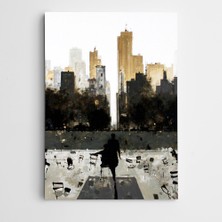Dekolata Şehir Silüeti Modern Sanat Kanvas Tablo