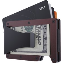 Louise Motto Cardx Burano Clips Minimalist Cüzdan Metal Kartlık Rfid Koruma (Kahve)