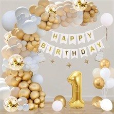 Tinky Winky Gold Doğum Günü  Kutlama Konsept Parti Eğlence Balon Zincir Seti