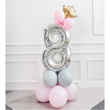 Tinky Winky Kral Taçlı Gümüş Balon Seti Doğum Günü Parti Balon Set