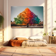 Gaagart Tekli Yatay Kanvas Duvar Tablosu Renkli Çınar Ağacı Görseli