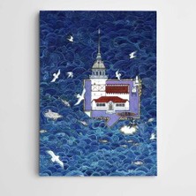 Dekolata Kız Kulesi ve Martılar Sanat Kanvas Tablo