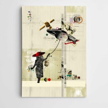 Dekolata Kız Çocuğu ve Ufo Modern Sanat Kanvas Tablo