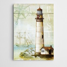Dekolata Deniz Feneri Vintage Kanvas Tablo