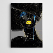 Dekolata Portre Yıldızlar ve Saçlar Modern Kanvas Tablo