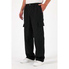 Damga Erkek Palazzochic Yüksek Bel Bol Kargo Cepli Baggy Pantolon Siyah