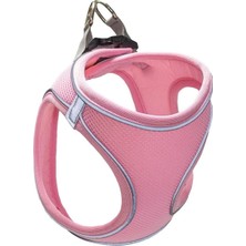 Mita Air Mesh Kedi Köpek Göğüs Tasması Çift Reflektörlü Terletmeyen Açık Pembe Candy Pink