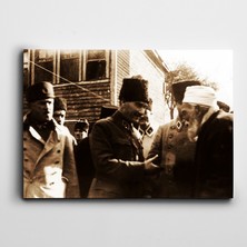 Dekolata Atatürk Vatandaşla Sohbet Ederken Kanvas Tablo