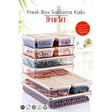 Boz House 9'lu Set Etiketli Freshbox Mikrodalgaya ve Difrize Uygun Saklama Kabı Krem