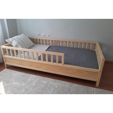 Oppipo Montessori Çocuk Karyola - Montessori Yatak - Ahşap Karyola - 45 cm Korkuluklu - OPPIPO56