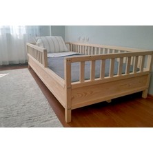 Oppipo Montessori Çocuk Karyola - Montessori Yatak - Ahşap Karyola - 45 cm Korkuluklu - OPPIPO56