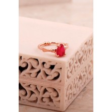 Sümer Telkari Kırmızı Paraiba Taşlı Rose Gümüş Yüzük 5790