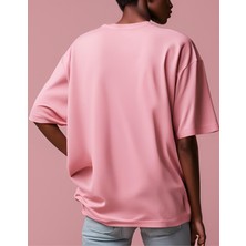 Gannhers Feedback Baskılı Pembe Oversize T-Shirt %100 Pamuklu Unisex Tişört