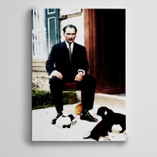 Dekolata Atatürk ve Yavru Köpekler  Kanvas Tablo