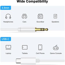 Deppo Trend iPhone 15 Serisi Uyumlu Aux Type-C Aux Uyumlu Tak Çalıştır Bluetooth Gerektirmez Samsung Xiaomi Uyumlu Aux Kablosu Type-C To Jack Çevirici Dönüştürücü