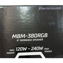 Mobass MBM-380RGB 240W 120RMS 20CM Işıklı-Ledli Midrange