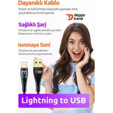 Deppo Trend iPhone7/8/8plus/x/xs/11/12/13/14 Pro Max Uyumlu 2.4A Hızlı Şarj ve Data Kablosu Şeffaf LED Işıklı Kablo USB To Lightning 2.4A Hızlı Şarj ve Data Kablosu Apple iPhone Ios Uyumlu Esnek Kablo