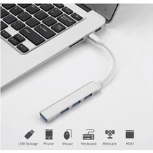 Qasul Type-C USB 3.1 Den 4 Adet USB 3.0 Hub Otg Çoğaltıcı Adaptörü