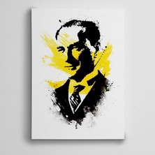 Dekolata Atatürk Portre Sarı Siyah Kanvas Tablo