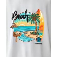 Gannhers Beach Oversize Beyaz T-Shirt %100 Pamuklu Unisex Tişört