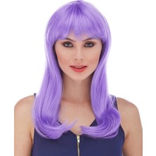 Go İthalat Mor Renk Uzun Düz Parti Peruğu