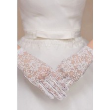 Go İthalat Beyaz Renk Kısa Dantelli Eldiven