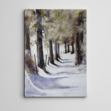 Dekolata Kış Ağaç ve Yol Mini Kanvas Tablo