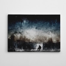 Dekolata Şehir Adam ve Yıldızlar Kanvas Tablo