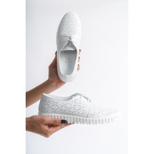 ARTI ARTI AYAKKABI  Deri Ortopedik Hassas Ciltler Için Çok Yumuşak Beyaz Kadın Ayakkabı