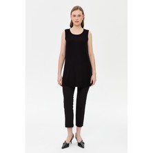 Accort Kolsuz Basic Tunik Tişört - Siyah