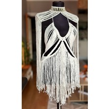 Zuviel Deco El Yapımı Ekru Makrome Elbise, Plaj Elbisesi,festival Elbisesi Ekru / Standart