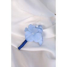 Uğur Gelin Buketi Mavi Ortanca Damat Yaka Çiçeği