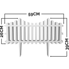 Lefty Dekoratif Bahçe Çiti Plastik Kırılmaz Beyaz Çit 59 cm Tek Peyzaj Çiçek Koruma Çiti