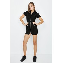 Select Moda Kadın Fermuarlı Mini Denim Elbise