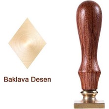 Mühürcüm Mühür Mumu Baklava 29.5X22 mm Baklava Boş Pirinç Kafa + Ahşap Sap R5799B1