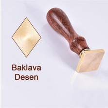 Mühürcüm Mühür Mumu Baklava 29.5X22 mm Baklava Boş Pirinç Kafa + Ahşap Sap R5799B1