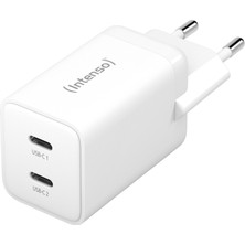 Intenso W40CC 40W 2 x Usb-C Süper Hızlı Şarj Güç Adaptörü Enerji Tasarruflu Gan Teknolojisi Beyaz (Iphone ve Android Uyumlu)