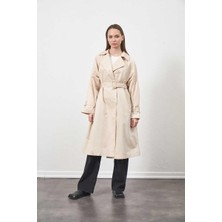 Mevra Tokalı Oversize Trenchcoat Ekru