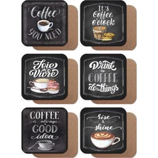 Major Selection Vintage Tarzda Kahveli 6lı Ahşap Bardak Altlığı Seti