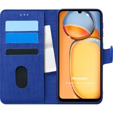 Microsonic Xiaomi Poco C65 Kılıf Fabric Book Wallet Lacivert