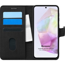 Microsonic Samsung Galaxy A35 Kılıf Fabric Book Wallet Siyah