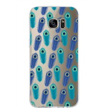 Printify Samsung Galaxy S7 Edge ile Uyumlu 1mm Slim Fit Nazar Boncuğu 4 Baskılı Şeffaf Silikon Kılıf