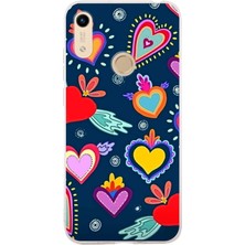 Printify Huawei Honor 8A 2020 ile Uyumlu 1mm Slim Fit Retro Colors 3 Baskılı Şeffaf Silikon Kılıf