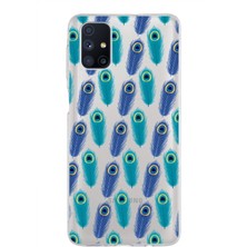 Printify Samsung Galaxy M51 ile Uyumlu 1mm Slim Fit Nazar Boncuğu 4 Baskılı Şeffaf Silikon Kılıf