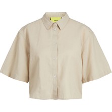 JJXX Jxlulu  Ss Cropped Lınen Blend Shırt Wvn Kadın Bej Kk Gömlek - 12231335