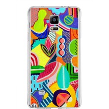 Printify Samsung Galaxy Note 4 ile Uyumlu 1mm Slim Fit Retro Colors 6 Baskılı Şeffaf Silikon Kılıf