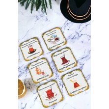 Major Selection Çayla Ilgili Güzel Sözler Temalı 6lı Ahşap Bardak Altlığı Seti