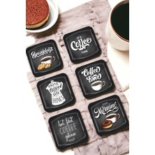 Major Selection Kahve Zamanı 6lı Retro Vintage Ahşap Bardak Altlığı Seti