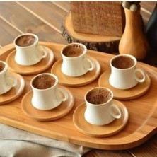 Büyülü Home 12 Parça Ahşap Altlıklı Kahve Fincanı Türk Kahvesi Fincanı